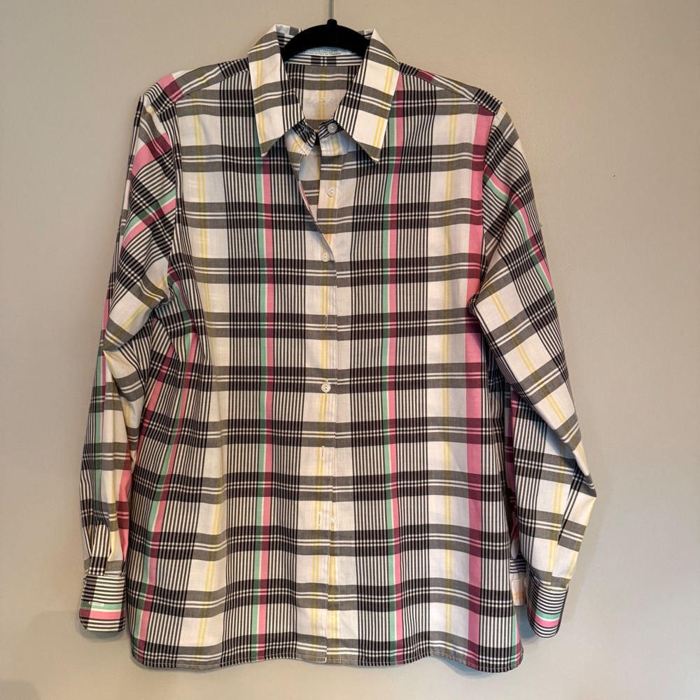 Foxcroft‎ Mens Wrinkle Free Plaid Button Down Shirt Size 12